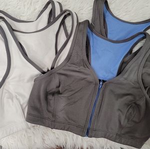 Hanes ComfortFlex Zip Front Sports Bra Size L